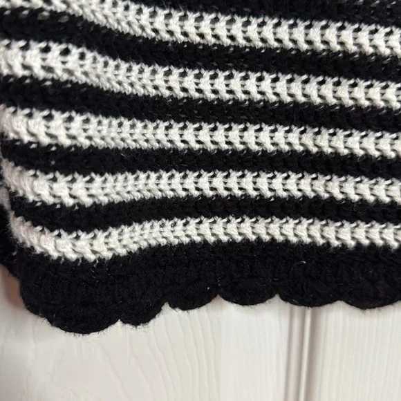Lisa Todd Black and White Open Knit Sweater 100% cotton Size S - Picture 4 of 9